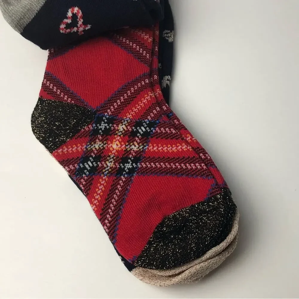 Crewcuts Girl's Holiday Print  Candy Cane Hearts Socks Three Pairs  Sz M NWT